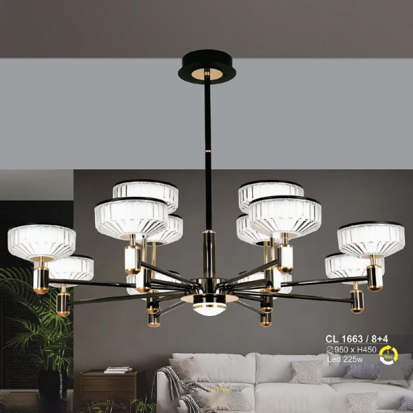 Đèn chùm LED 225W Sano Ø950*H450 - 3 màu ánh sáng CL 1663/8+4