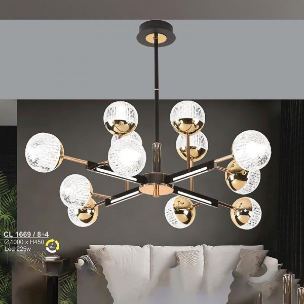 Đèn chùm LED 225W Sano Ø1000*H450 - 3 màu ánh sáng CL 1669/8+4