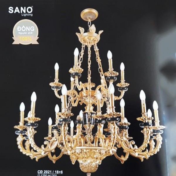 Đèn chùm đồng Sano Ø1250*H1200mm, E14*L24 CĐ 2021/18+6