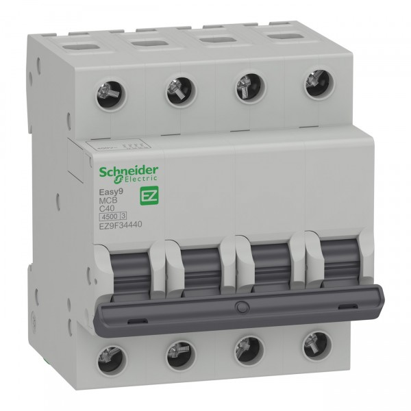 Aptomat tép MCB Schneider Easy9 4P 4.5kA 230V C curve EZ9F34440