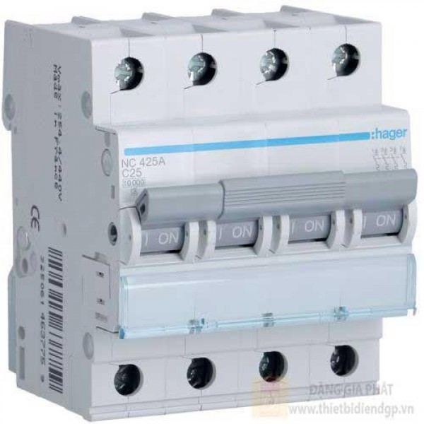 Cầu dao tự động MCB 4P Hager NC406A 10kA type C