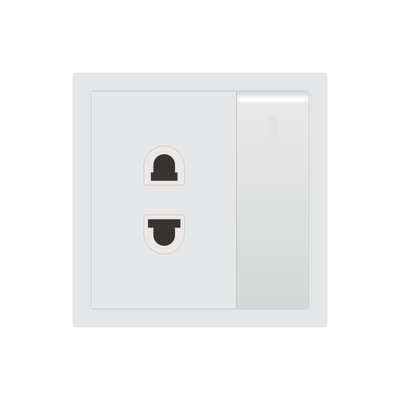 Bộ ổ cắm 2 chấu và công tắc 1 nút nhấn 1 chiều cổ điển S1 series MÀU TRẮNG (C1B324)