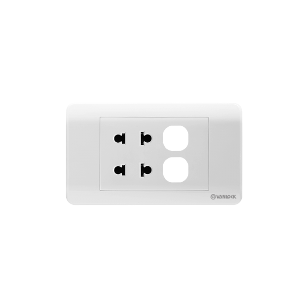 2 ổ cắm 2 chấu 16A với 2 lỗ - ZLU2/XX