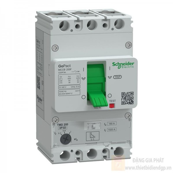 Aptomat khối MCCB Schneider GoPact 3P dòng chỉnh định G20F3A40