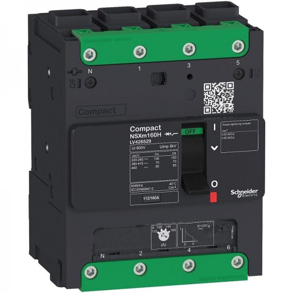 Aptomat khối MCCB Schneider ComPacT NSXm B 4P 25kA đầu nối EverLink LV426210