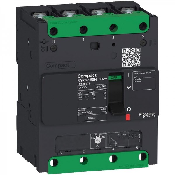 Aptomat khối MCCB Schneider ComPacT NSXm B 4P 25kA đầu thanh cái chân cốt LV426260