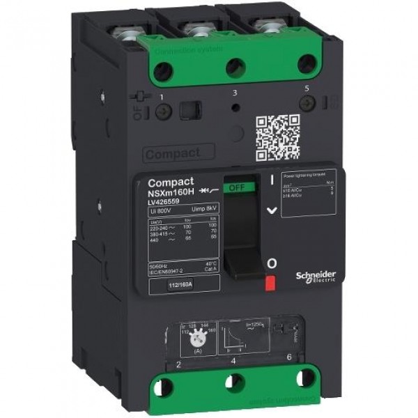 Aptomat khối MCCB Schneider ComPacT NSXm N 3P 50kA đầu thanh cái chân cốt LV426450