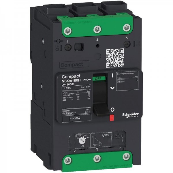 Aptomat khối MCCB Schneider ComPacT NSXm H 3P 70kA đầu nối EverLink LV426500