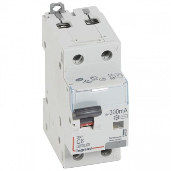 Cầu dao chống dòng rò và quá tải RCBO DX3 1P+N 6000A AC 300mA Legrand 411021