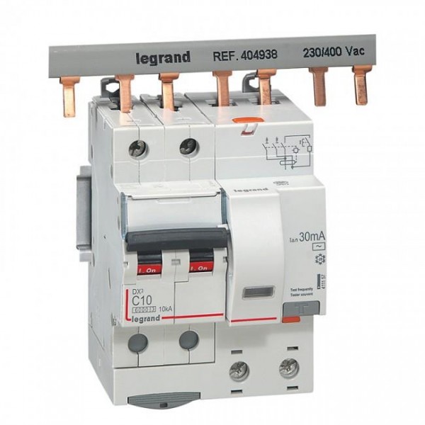 Cầu dao chống dòng rò và quá tải RCBO DX3 2P 6000A AC 30mA Legrand 411157