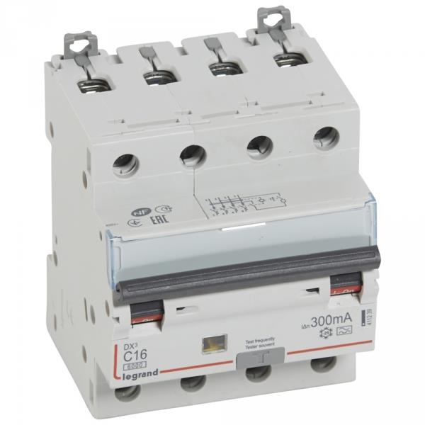 Cầu dao chống dòng rò và quá tải RCBO DX3 4P 6kA AC 30mA Legrand 411185