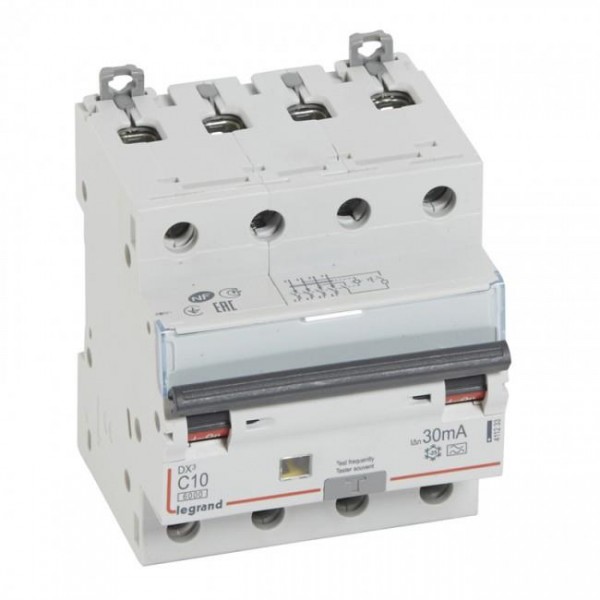 Cầu dao chống dòng rò và quá tải RCBO DX3 4P 6000A A 30mA Legrand 411233