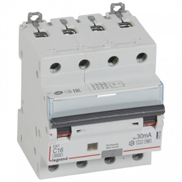 Cầu dao chống dòng rò và quá tải RCBO DX3 4P 6000A HPI 30mA Legrand 411244