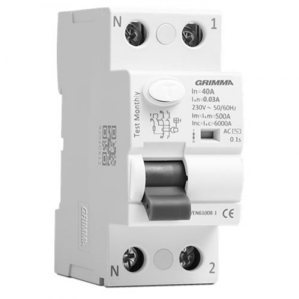 Aptomat chống giật RCCB Grimma 2P 6kA 230VAC