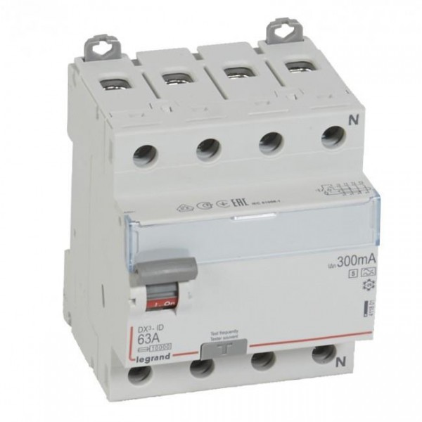Cầu dao chống dòng rò RCCB DX3-ID 4P 63A 300mA Legrand 411801