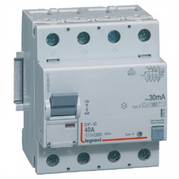 Cầu dao chống dòng rò RCCB DX3-ID 4P B 30mA Legrand 411846