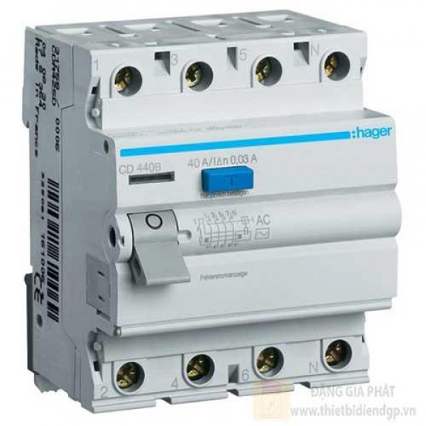 Cầu dao chống dòng rò RCCB Hager CD425B 4P