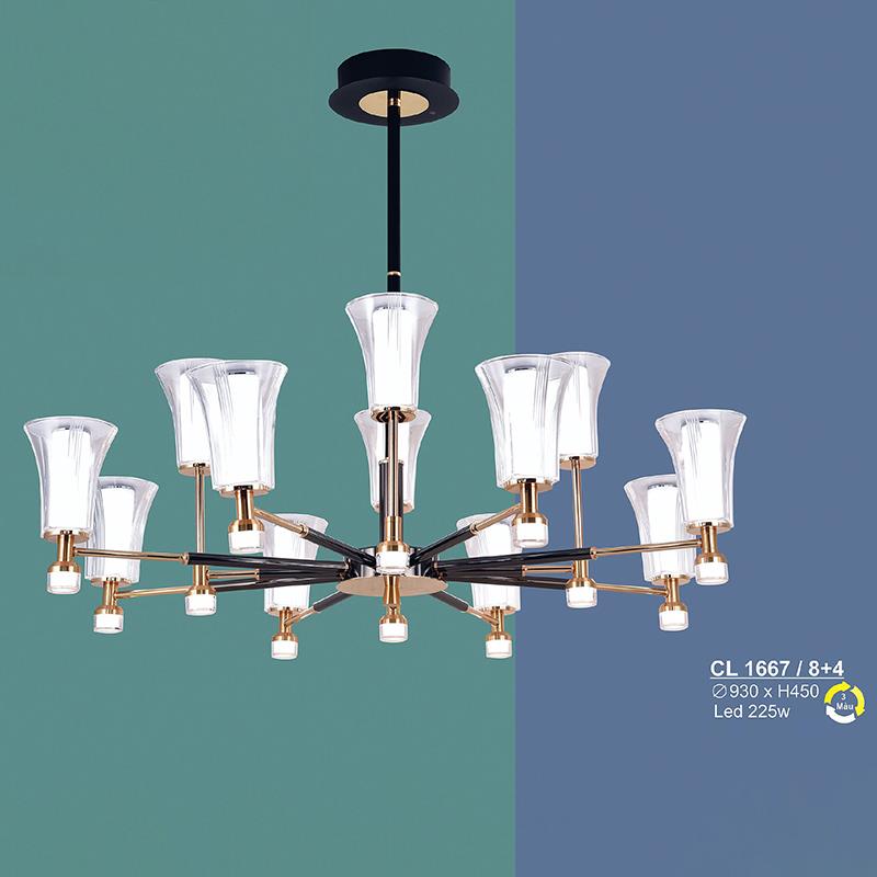 Đèn chùm LED 225W Sano Ø930*H450 - 3 màu ánh sáng CL 1667/8+4