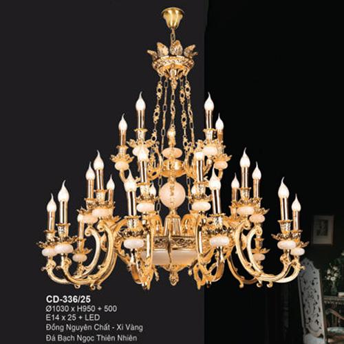 Đèn chùm nến đồng xi vàng Euroto CD-336/25 Ø1030×H950 E14×25