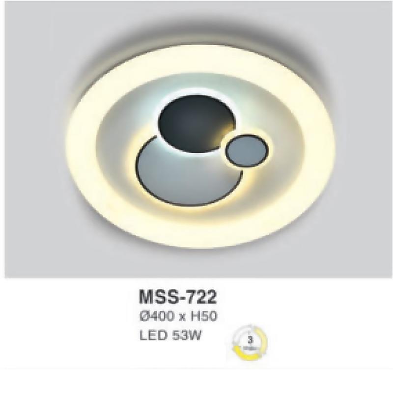 Đèn mâm tròn Euroto MSS-722 LED 53W Ø400×H50 3 màu