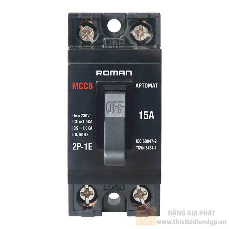 Aptomat khối Roman RCB15A 2P-1E
