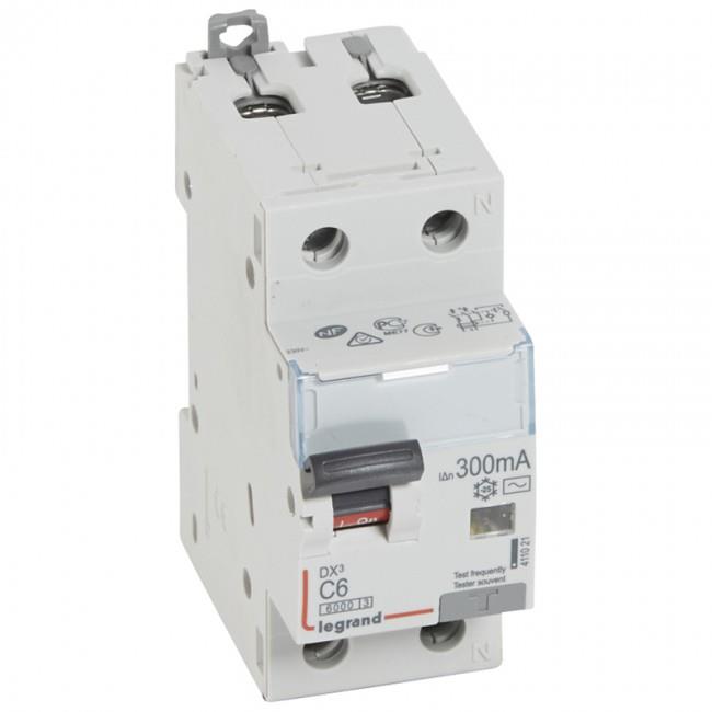 Cầu dao chống dòng rò và quá tải RCBO DX3 1P+N 6000A AC 300mA Legrand 411021