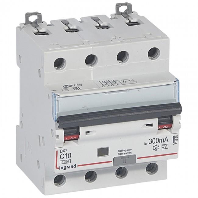 Cầu dao chống dòng rò và quá tải RCBO DX3 4P 6000A A 300mA Legrand 411238