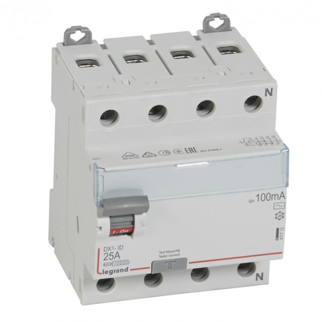Cầu dao chống dòng rò RCCB DX3-ID 4P 100mA Legrand 411712